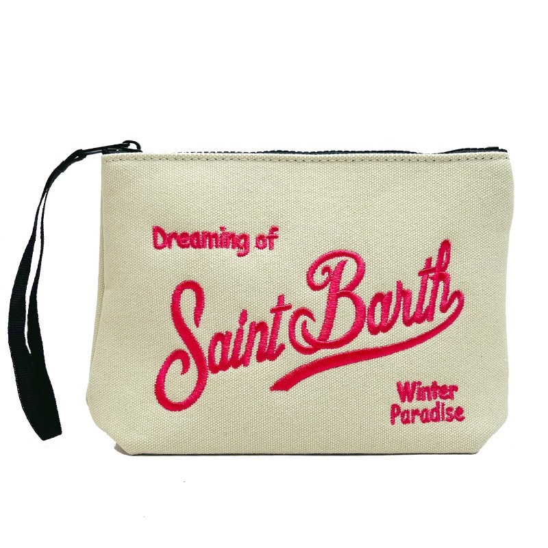 SAINT BARTH秋冬新款手拿包女Clutch Bag彩色豹纹 帆布潜水手提包|undefined