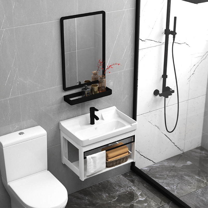 Bathroom Set Space Aluminum Bathroom Cabinet Combination Washbasin Washstand Toilet Vanity Mirror Cabinet Basin Storage