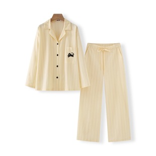 25 New Summer Style Lyocell Tencel Cotton Couple Men and Women Same Style Long-Sleeved Pajamas Thin Cardigan Home Wear Set