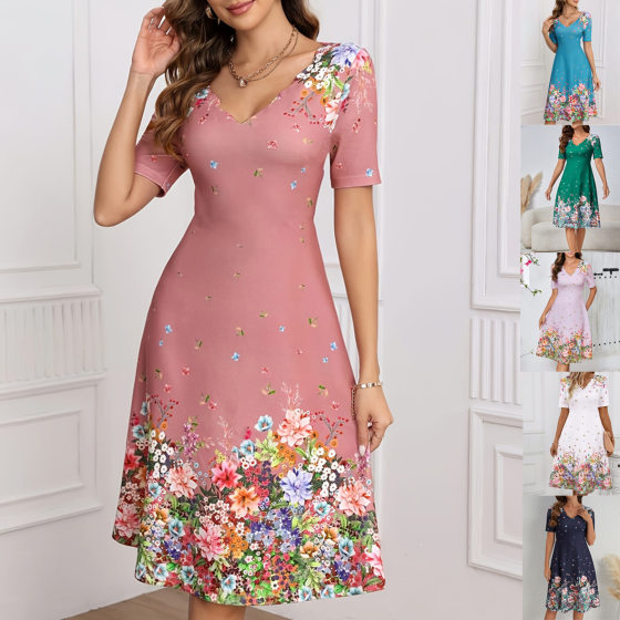 Europe and the United States 2025 foreign trade Amazon cross-border new summer women's clothing AliExpress printing dress women