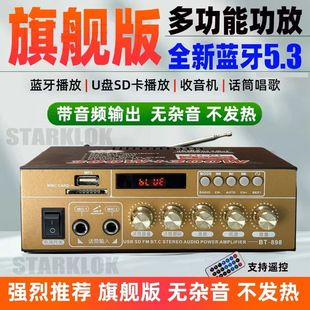 220V high-power mini small bluetooth hifi amplifier home lossless 12V card U disk radio air amplifier