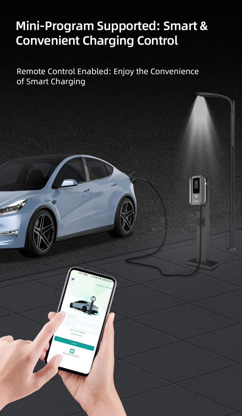 New energy home AC slow charging wall-mounted column-type charging station 7KW/11KW/22KW European standard Type2 cross-border