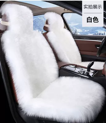 Cross-border imitation wool car seat cushion autumn and winter front row single seat plush single-piece cushion seat cover supplies factory (Seat cushion, seat cover) - white-single-seat
