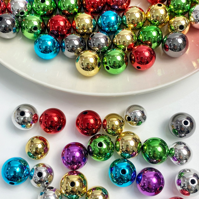 14-16mmメタルボールメッキuvストレート穴diyストラップ材料イヤリングアクセサリーアクセサリークリスマスグリーン|undefined