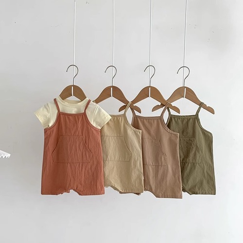 Baby Boys' and Girls' Summer Set with Two-Piece Tank Tops and Climbing Suit, Cute One-Piece Harness Pants Set