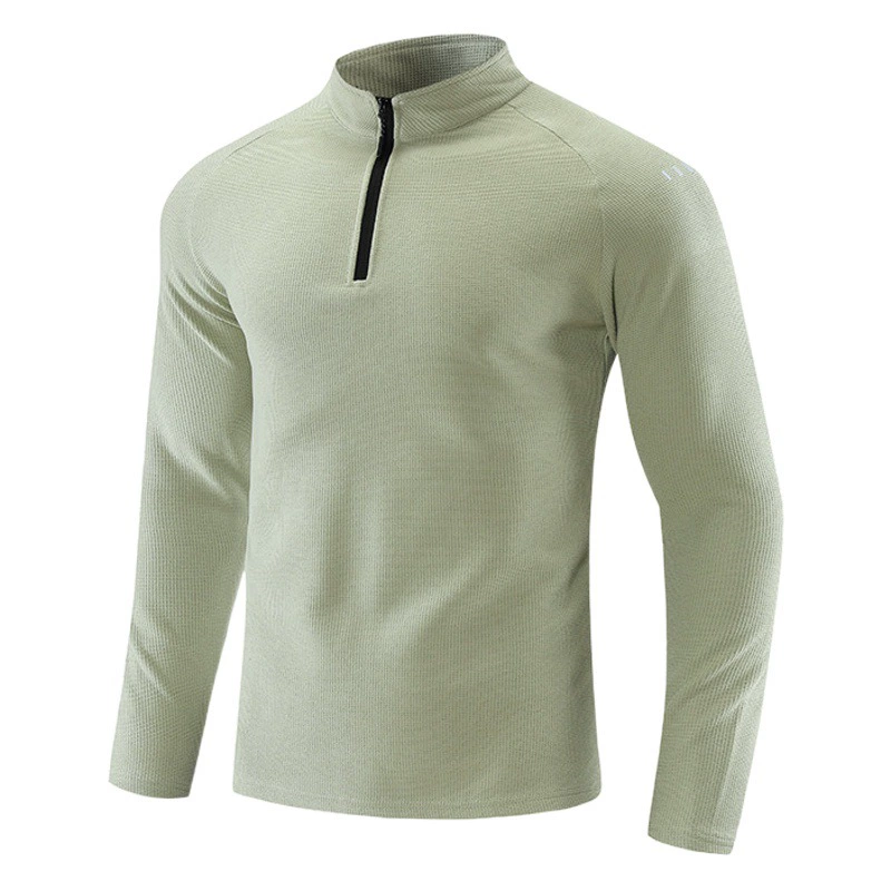 Трансграничная оптовая продажа, осенняя мужская футболка с длинными рукавами и короткой молнией, Мужская дышащая эластичная Спортивная одежда на открытом воздухе, отдых, цельная доставка