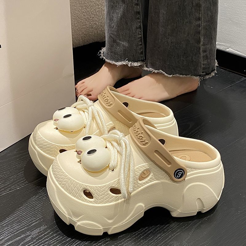 2024 New Summer High Non-slip High Heel Beach Eva Sandals Slippers Women's Thick Sole Cave Shoes Women's Outer Wear