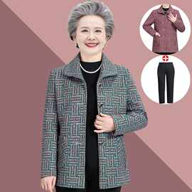 老年人秋装女外套奶奶装翻领长袖6070岁80妈妈装春秋老太太上衣服