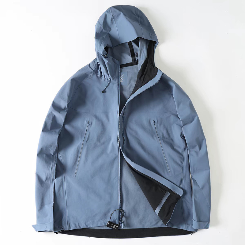 All-Weather, Triple-Protection, Lightweight, Windproof, Breathable, and Wear-Resistant Spring Men's Outdoor Casual Rubber-Coated Hooded Softshell Thin Jacket
