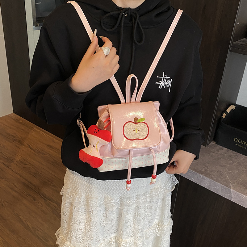 2025 nueva mochila infantil de alto valor de cara caricatura adorable manzana pequeña mochila para niños y niñas, mochila para niños
