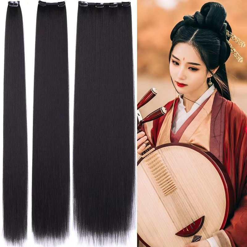 Hanfu Wig Women's One-piece Hair Extending Plate Thickened Corn Hair Row Ancient Clothes Hanfu Long Straight Hair Wig