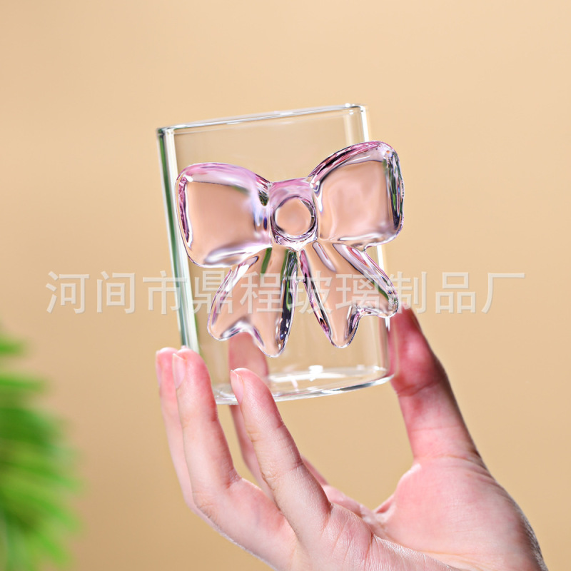 創意新品軽豪華ピンク蝶結びコップisn風立体蝶レディース可愛い厚手ミルクカップ|undefined
