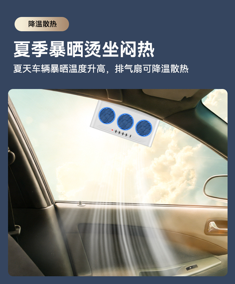 Solar-Powered Car Exhaust Fan, Summer Car Cooling Fan, Car Air Circulator, Smoke Exhaust Fan