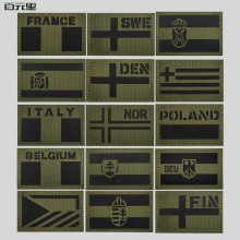 泰沣跨境现货国旗军绿色红外反射片反光魔术贴徽章户外战术士气章