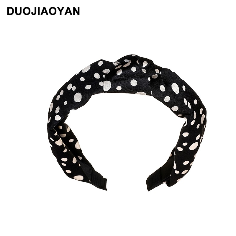 Fashion New Color Satin Fabric Hair Band Polka Dots Knotted Simple Wide Headband display picture 6