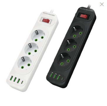 欧标带开关插座3米5米德式USB插排家用韩国欧规排插带线电源插板