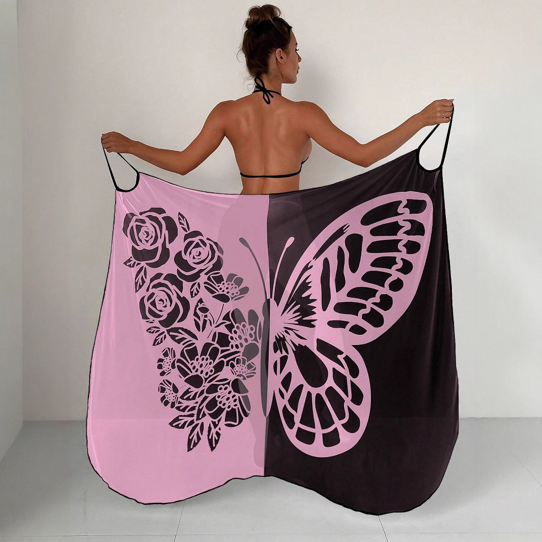 Multiple Wearing Methods Women's Beach Dress Multi-color Contrast Color