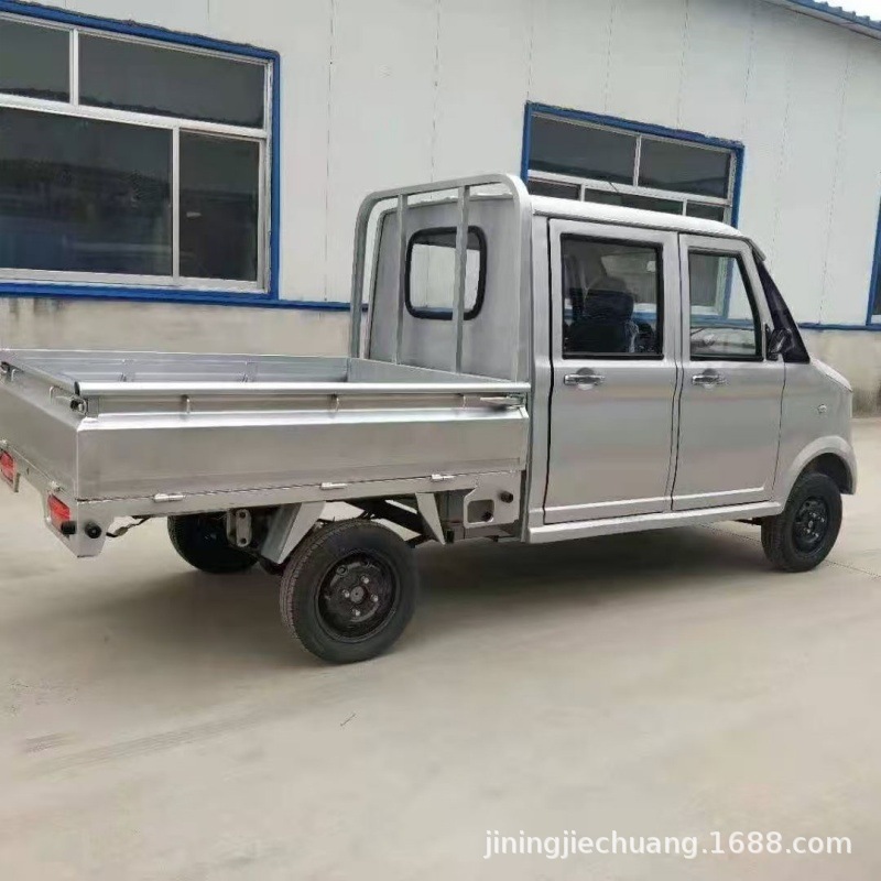 Camioneta eléctrica de doble cabina y cuatro ruedas para uso rural, vehículo de carga con plataforma plana, vehículo eléctrico para pasajeros y carga, camión eléctrico.