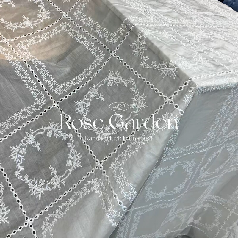 Rose Garden Embroidered Fabric Clothing Fabric Tablecloth Curtain Fabric New Korean French Style