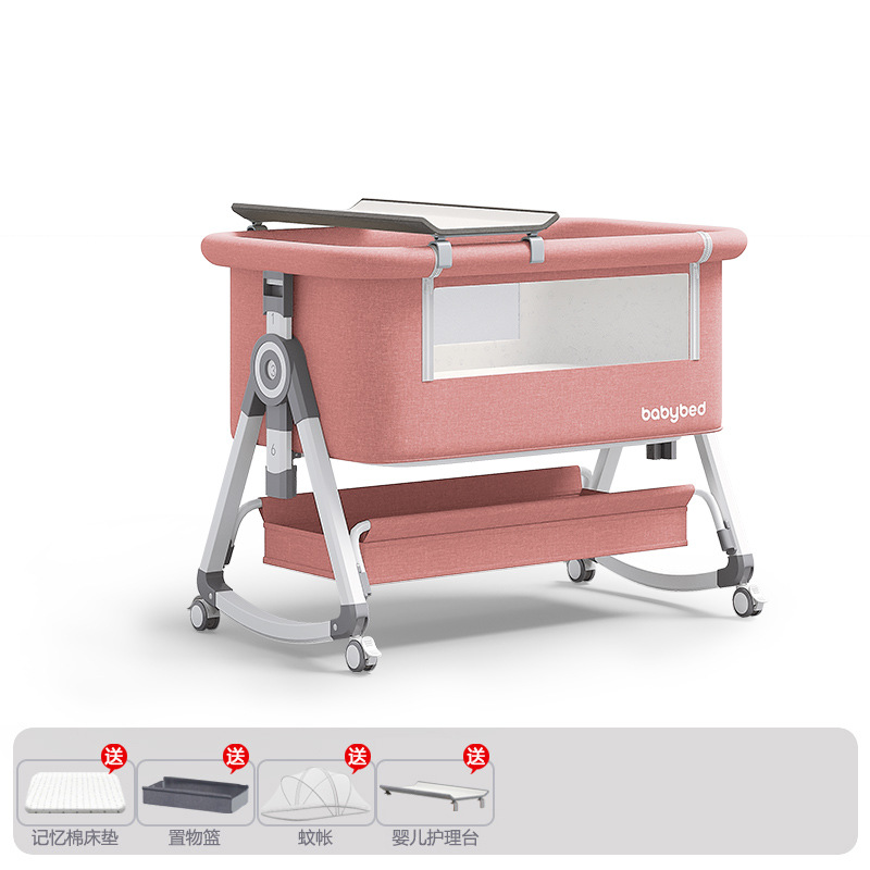 Cama de recién nacidos empalmados, cama de bebé, cama de cuna móvil, cama plegable multifuncional portátil 2 - en - 1