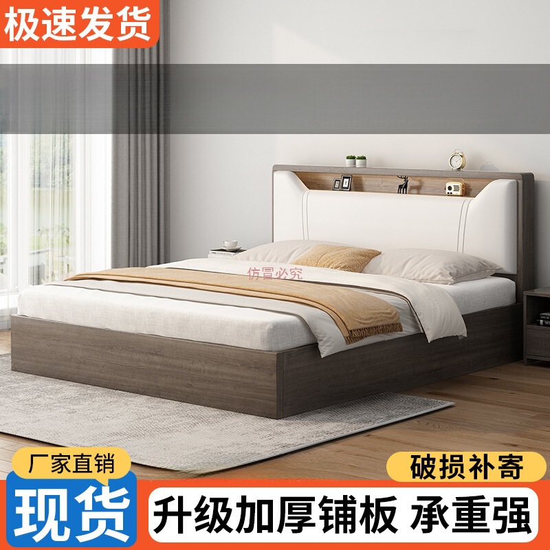 無垢材ベッド 1.5m 家庭用寝室 1.8x2m ダブルベッド 小さなアパート レンタルルーム 1.2m シングルベッド|undefined