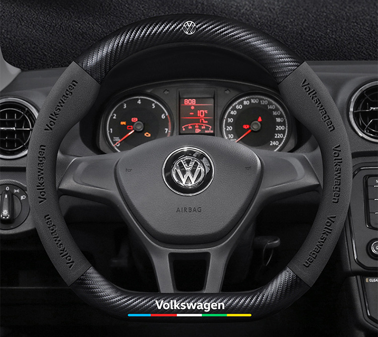Volkswagen Old Jetta Steering Wheel Cover 12-19 Suede Ultra-Thin Non-Slip All-Season Universal Car Steering Wheel Cover