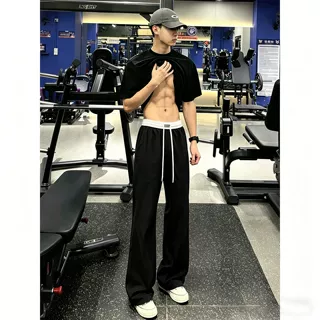 美式cleanfit黑色速干健身裤子男款2026夏季新款薄款休闲直筒裤潮
