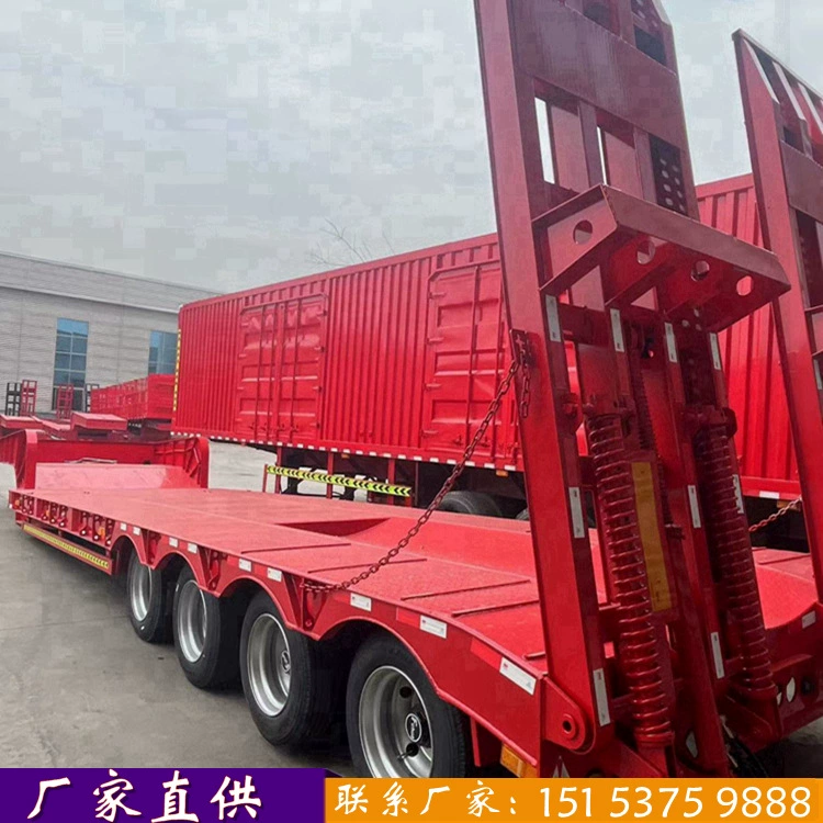 Четырехосный механический прицеп для перевозки крупногабаритных грузов, специальный низкорамный полуприцеп, 4-осная пружинная лестница, гусаковое ходовое устройство.