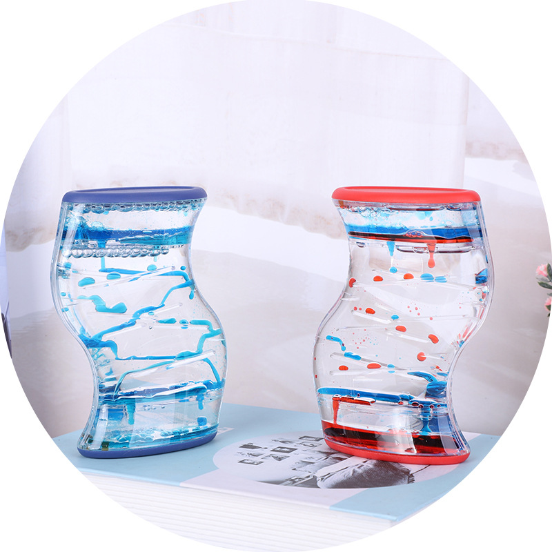 Fuga de aceite, artesanía acrílica, descompresión transparente, artesanía en aceite, diapositiva doble en forma de S, gota de aceite, reloj de arena