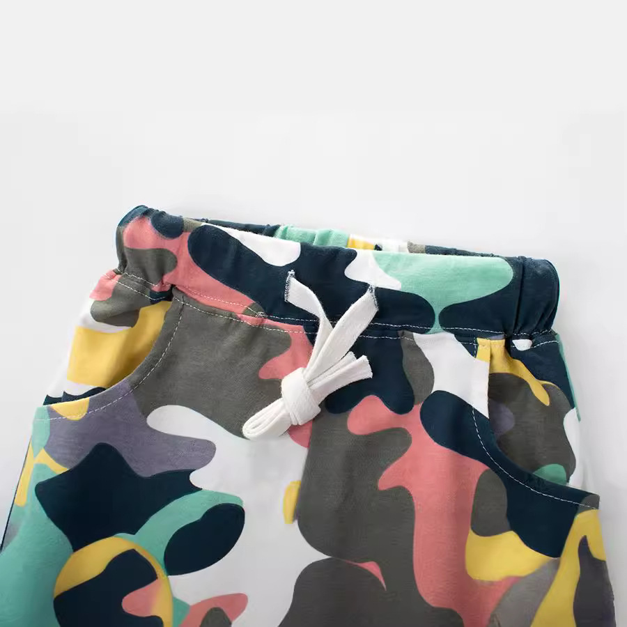 Pantalones de camuflaje para niños, estilo coreano, de algodón y licra, novedad de verano 2026, pantalones cortos para niños, venta al por mayor