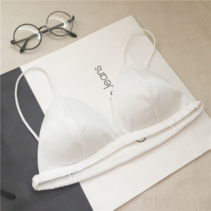 Europa y América sexy bikini Correa tubo superior delgada correa de hombro pequeño sujetador elástico belleza espalda profunda V envuelto pecho ropa interior para mujeres