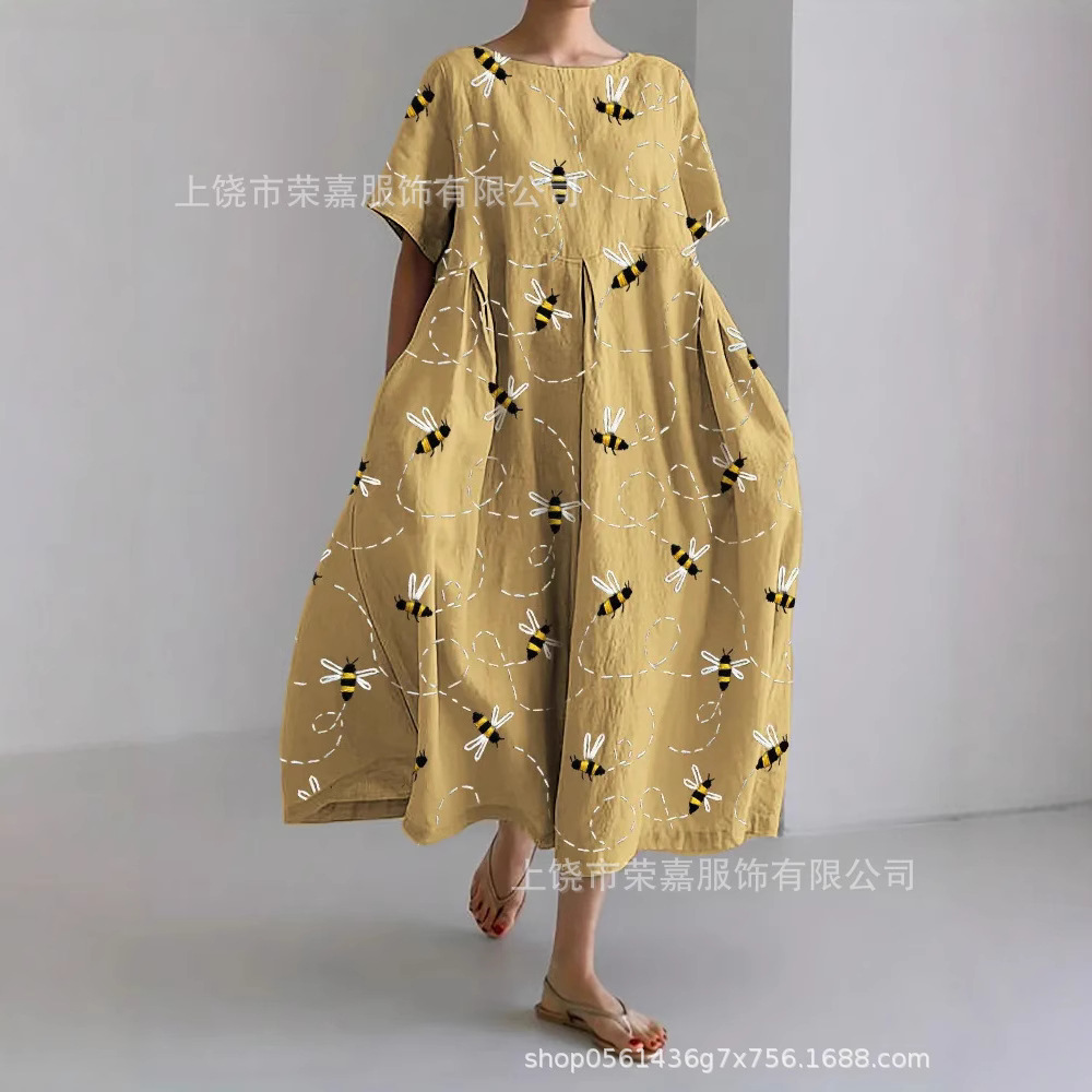 2025款热卖独立站3D工艺外贸圆领甜美女士连衣裙新款女士连衣裙