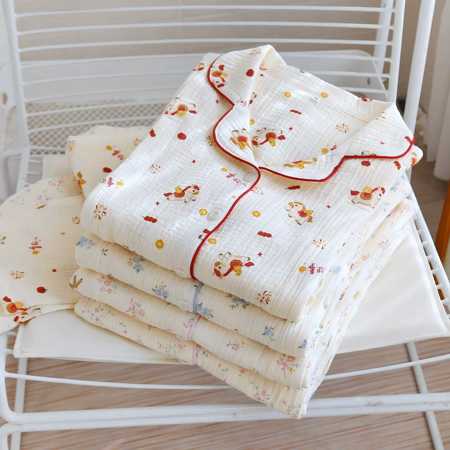 月子服孕妇纯棉全棉吸汗哺乳睡衣产后喂奶产妇四季家居服套装