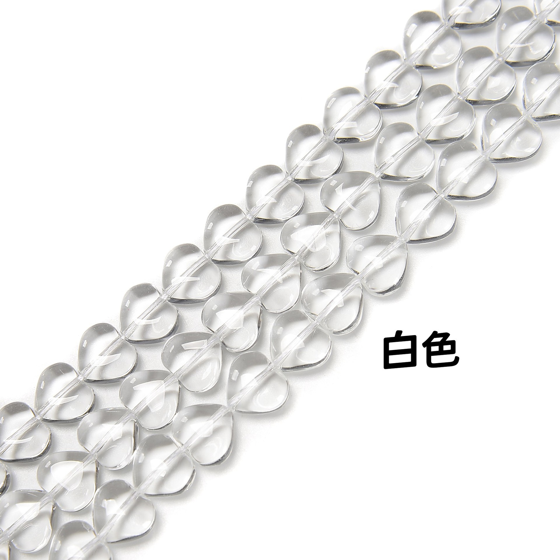 White glass beads heart shaped heart-shaped