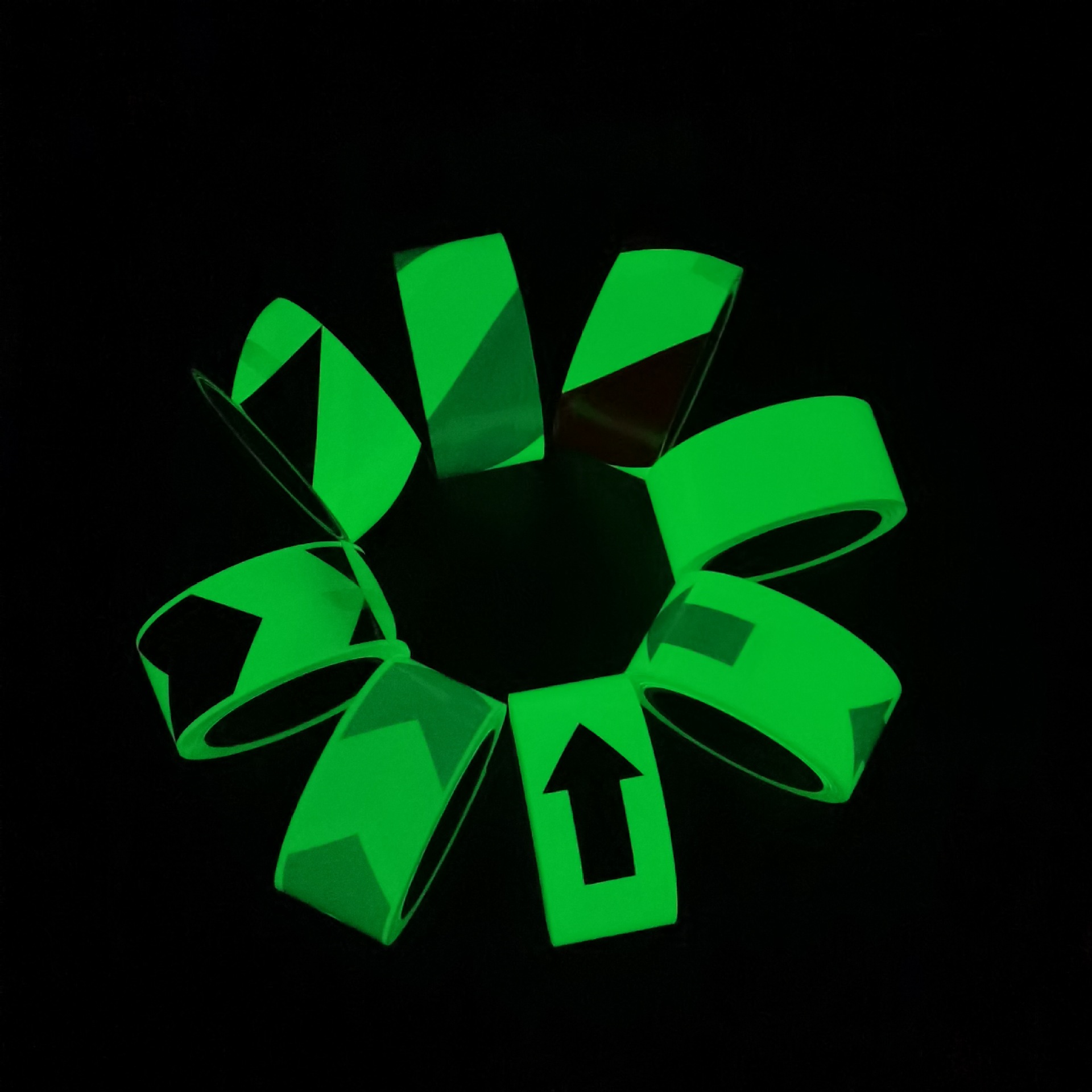 高亮夜光胶带斜条纹发光警示胶带楼道消防安全出口标识蓄光胶带