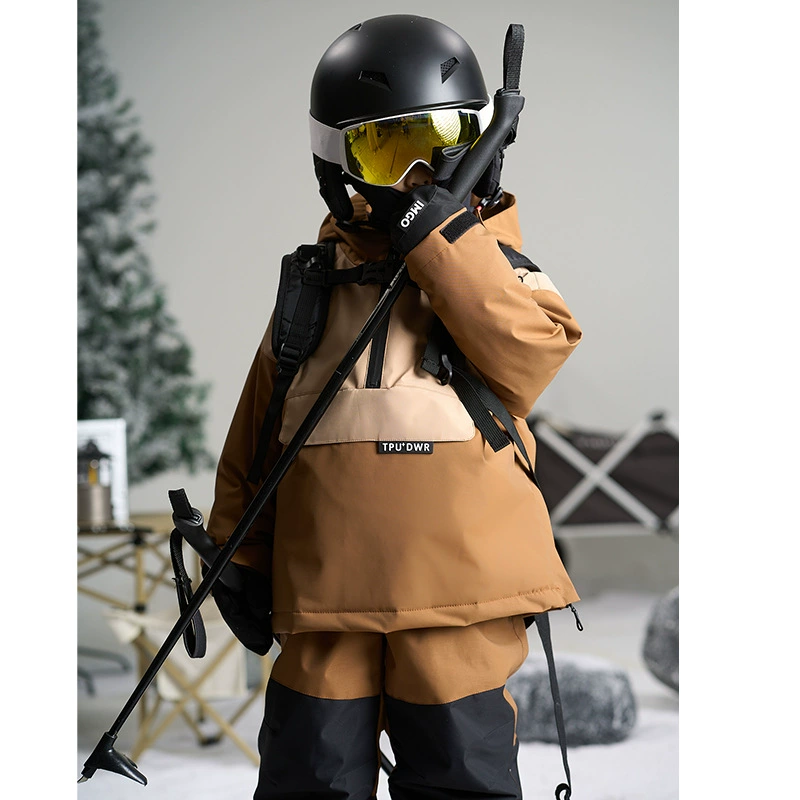 Сплошной цвет хедер колорит профессиональный детский лыжный костюм ветрозащитный водонепроницаемый для мальчиков и девочек с высокой проницаемостью лыжный топ куртка