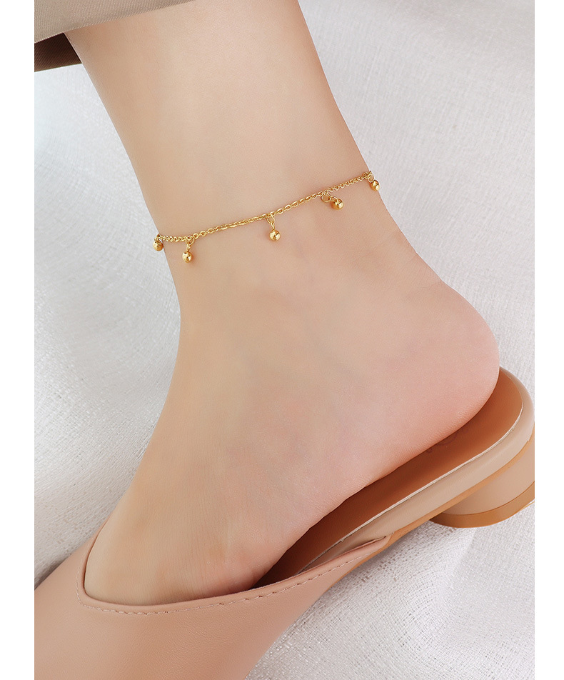 Japanese And Korean Ins Style Simple Fashion Round Beads Anklet Titanium Steel Plated 18 Gold Fashion Trend Round Beads Anklet Ornament S080 display picture 4