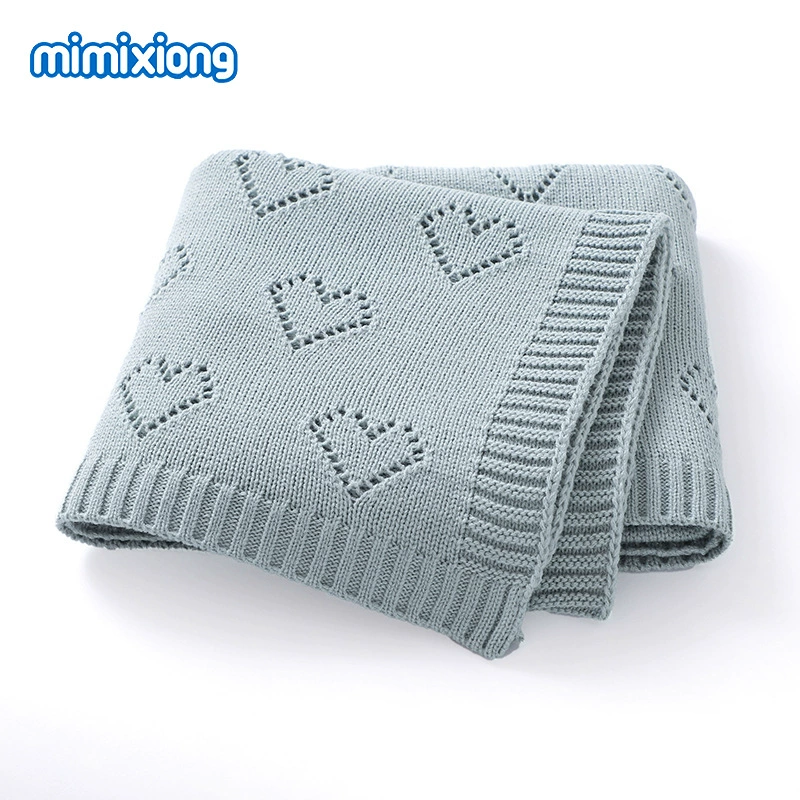 Вязаное детское одеяло (mimixiong) с рисунком сердечек, лёгкое, в нескольких цветах