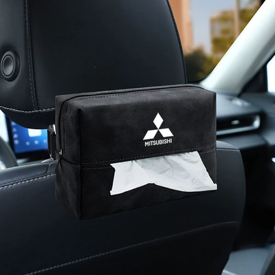 Car tissue box/set, tissue boxes, car-mounted tissue boxes for - mitsubishi-premium-black-suede-tissue-bag