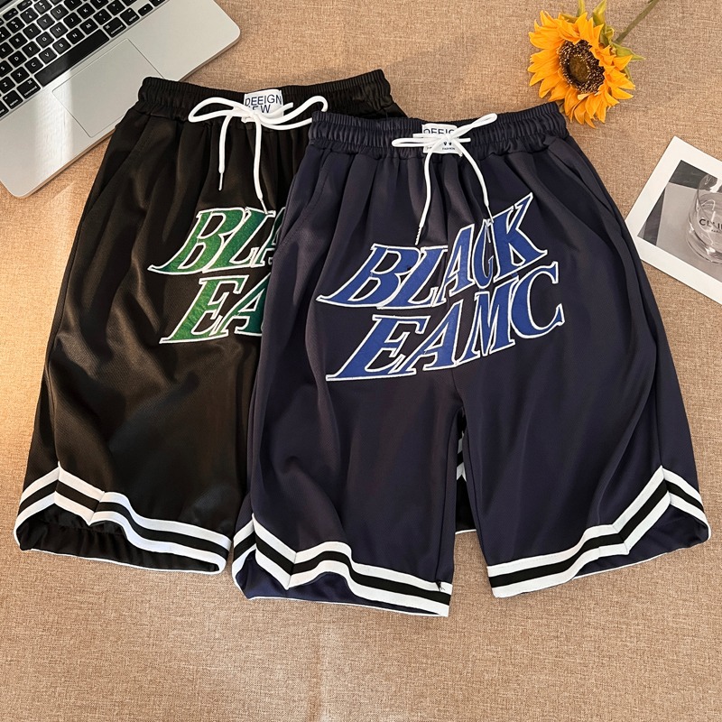American-style Basketball Embroidered Streetwear Summer Loose-fit Casual Mid-length Sports Shorts Men And Women,_viptrois.com