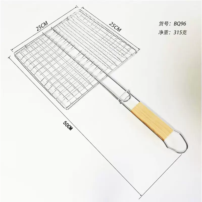 厂家现货六汉堡烤网电镀大号烤鱼夹BBQ烧烤网户外烤肉夹烧烤工具