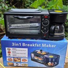 跨境欧规三合一多功能家用早餐机多士炉迷你电烤箱面包机咖啡机