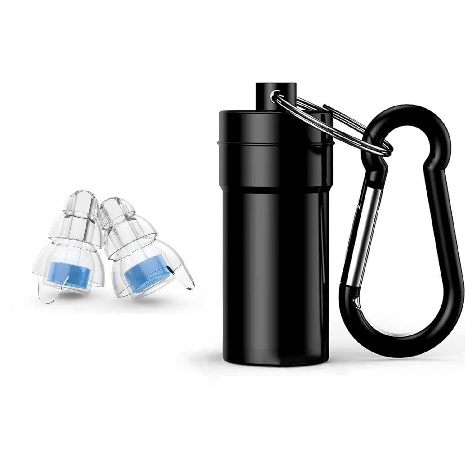 파란색 귀마개 + 검정색 알루미늄 병