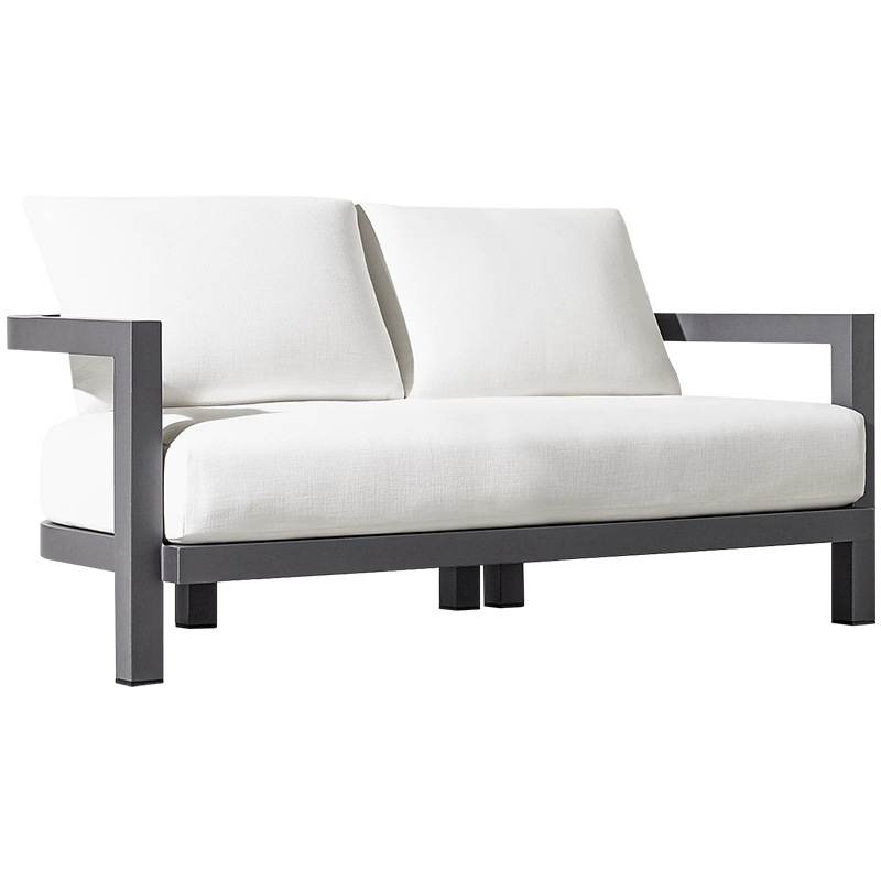 Sofá de patio para exteriores, muebles impermeables de una sola pieza para jardín, conjunto de mesa de centro de teca para terraza de hotel o villa.