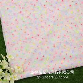 2021 圆点网布彩色数码印花 贴肤柔软点子网纱连衣裙女装童装批发