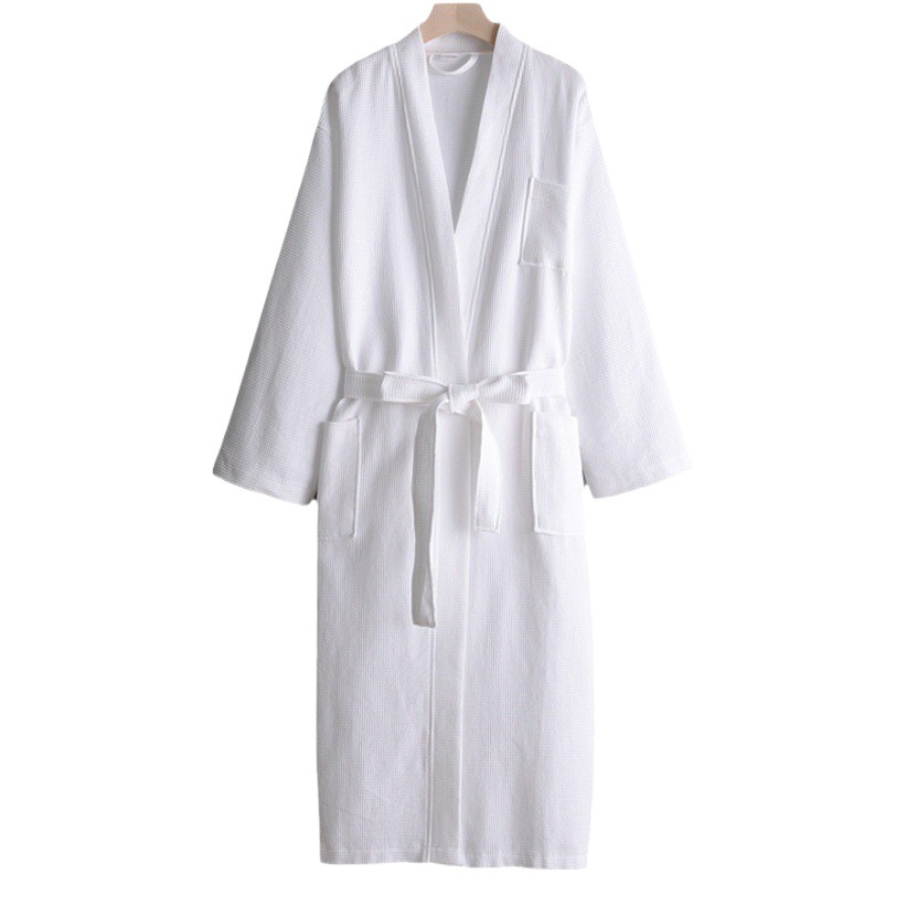 Hotel bathrobe wholesale cotton waffle bathrobe cotton towel material thick absorbent B & B bathrobe with logo