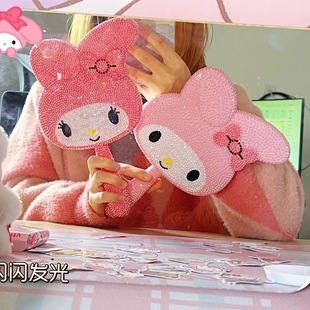 Sanrio Melody handle makeup mirror diy diamond stickers for bestie and girlfriend birthday gift handmade