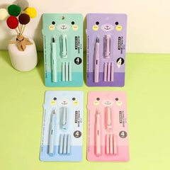 Cute Cartoon Ink Sac Pen Set, 0.5mm Large Point Student Use, Replaceable Practice Pen, Straight Liquid Ink Pen, Wholesale
