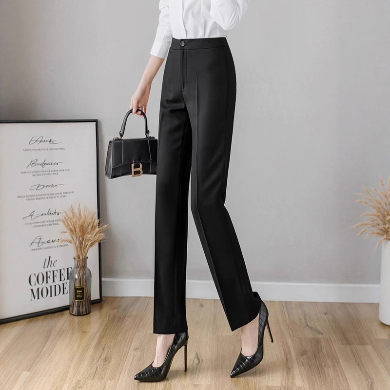 Summer Office Worker Suit Pants Professional Straight-Leg Work Pants Formal Pants Women's High-Waisted Trousers Summer Office Worker Suit Pants Professional Straight-Leg Work Pants Formal Pants Women's High-Waisted Trousers