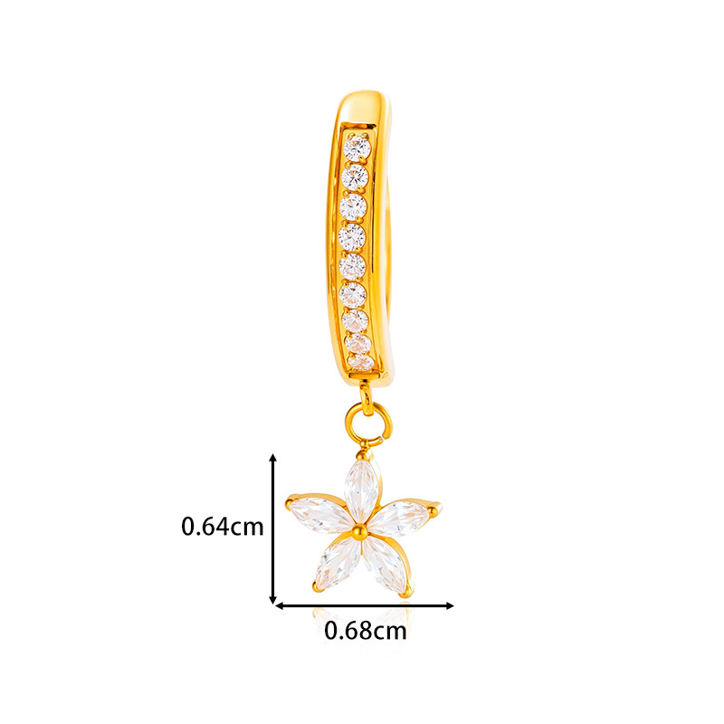 Zircon Flower Belly Button Ring In Titanium Alloy Piercing_voghion.com